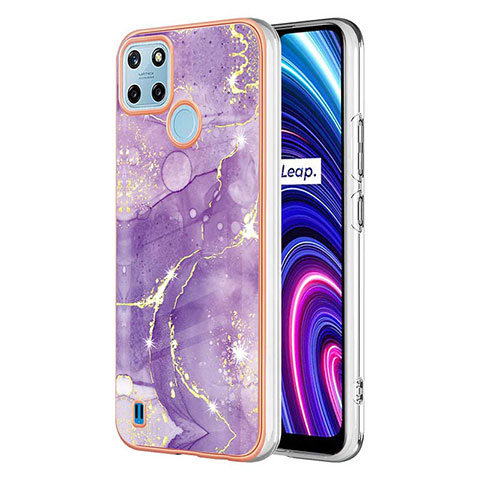 Coque Silicone Motif Fantaisie Souple Couleur Unie Etui Housse Y01B pour Realme C25Y Violet