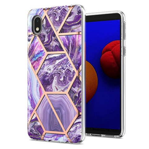 Coque Silicone Motif Fantaisie Souple Couleur Unie Etui Housse Y01B pour Samsung Galaxy A01 Core Violet