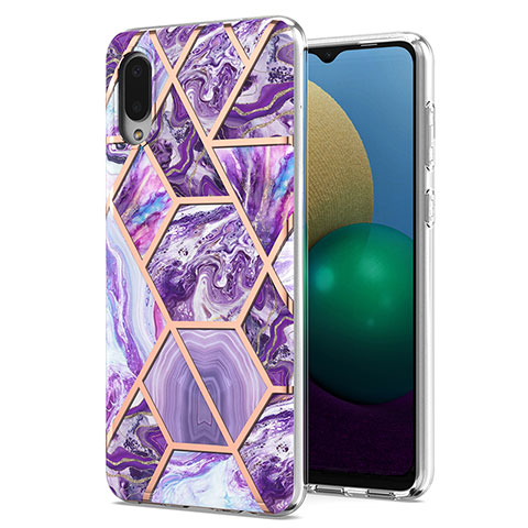 Coque Silicone Motif Fantaisie Souple Couleur Unie Etui Housse Y01B pour Samsung Galaxy A02 Violet