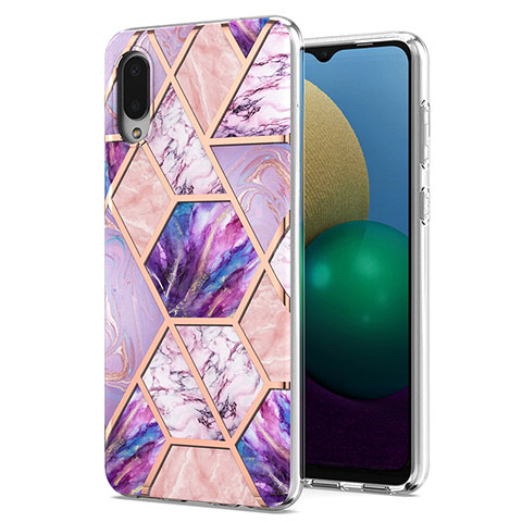 Coque Silicone Motif Fantaisie Souple Couleur Unie Etui Housse Y01B pour Samsung Galaxy A02 Violet Clair