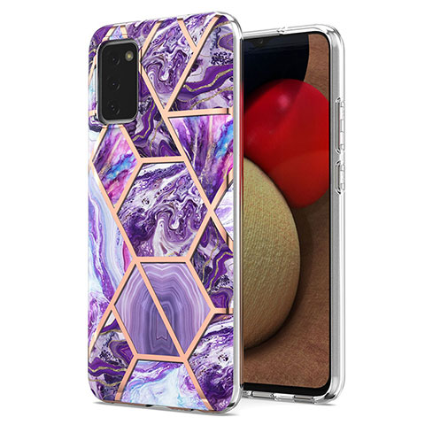 Coque Silicone Motif Fantaisie Souple Couleur Unie Etui Housse Y01B pour Samsung Galaxy A02s Violet