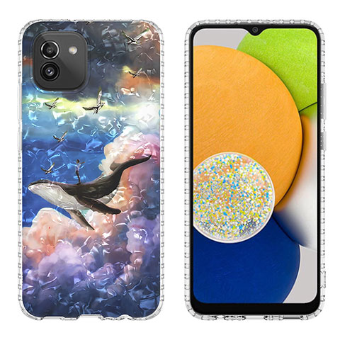 Coque Silicone Motif Fantaisie Souple Couleur Unie Etui Housse Y01B pour Samsung Galaxy A03 Colorful