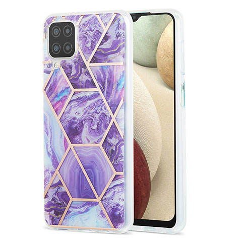 Coque Silicone Motif Fantaisie Souple Couleur Unie Etui Housse Y01B pour Samsung Galaxy A12 5G Violet