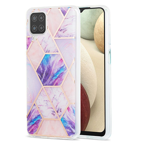 Coque Silicone Motif Fantaisie Souple Couleur Unie Etui Housse Y01B pour Samsung Galaxy A12 Violet Clair