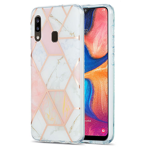 Coque Silicone Motif Fantaisie Souple Couleur Unie Etui Housse Y01B pour Samsung Galaxy A20 Rose