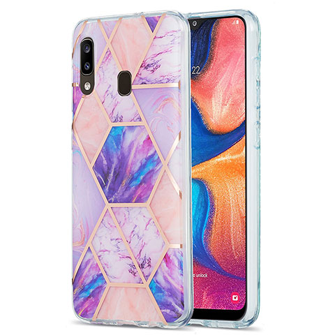 Coque Silicone Motif Fantaisie Souple Couleur Unie Etui Housse Y01B pour Samsung Galaxy A20 Violet Clair