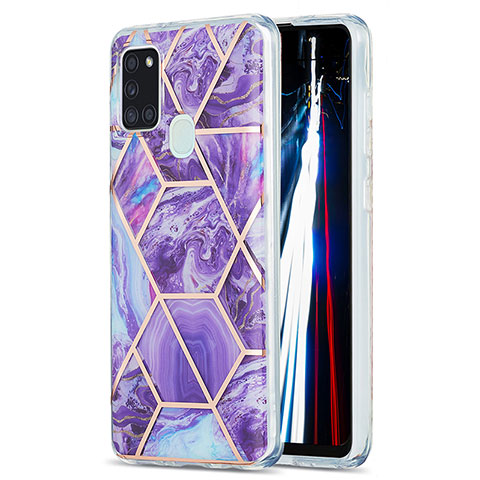 Coque Silicone Motif Fantaisie Souple Couleur Unie Etui Housse Y01B pour Samsung Galaxy A21s Violet