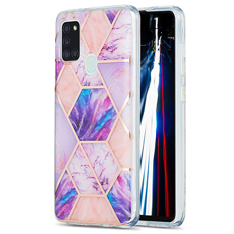 Coque Silicone Motif Fantaisie Souple Couleur Unie Etui Housse Y01B pour Samsung Galaxy A21s Violet Clair