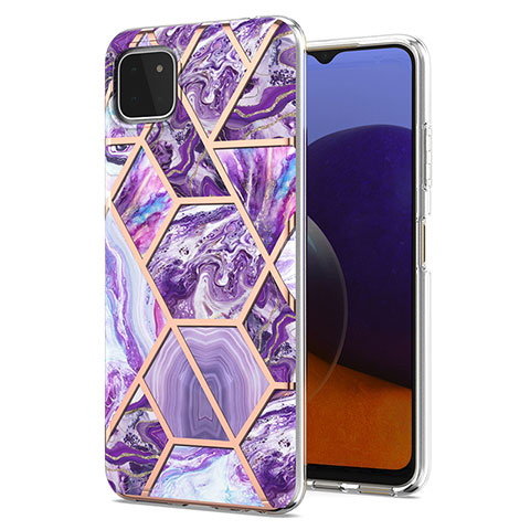 Coque Silicone Motif Fantaisie Souple Couleur Unie Etui Housse Y01B pour Samsung Galaxy A22s 5G Violet