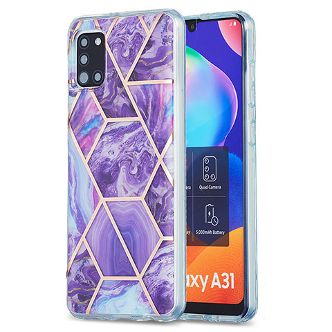 Coque Silicone Motif Fantaisie Souple Couleur Unie Etui Housse Y01B pour Samsung Galaxy A31 Violet