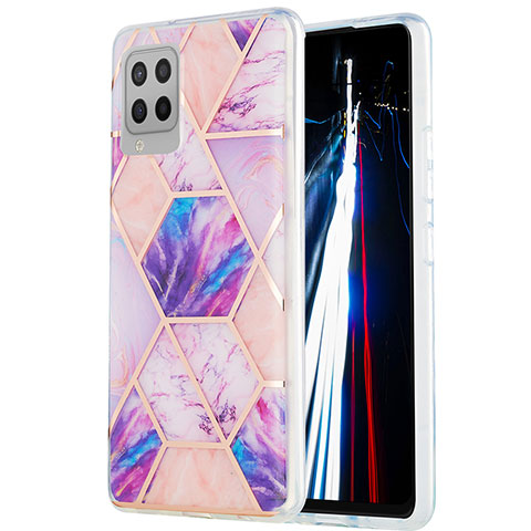 Coque Silicone Motif Fantaisie Souple Couleur Unie Etui Housse Y01B pour Samsung Galaxy A42 5G Violet Clair