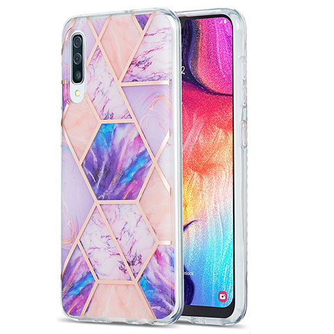 Coque Silicone Motif Fantaisie Souple Couleur Unie Etui Housse Y01B pour Samsung Galaxy A50S Violet Clair