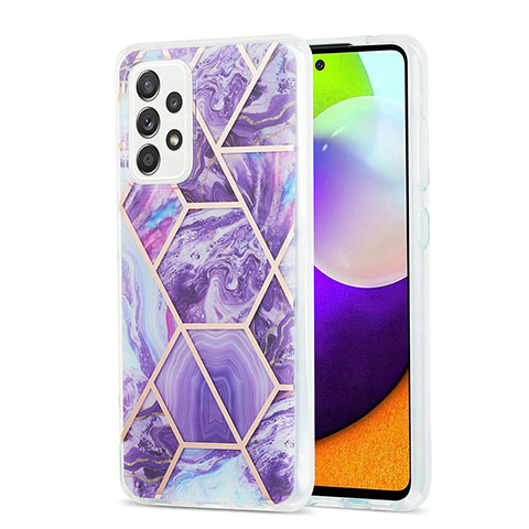 Coque Silicone Motif Fantaisie Souple Couleur Unie Etui Housse Y01B pour Samsung Galaxy A52 5G Violet