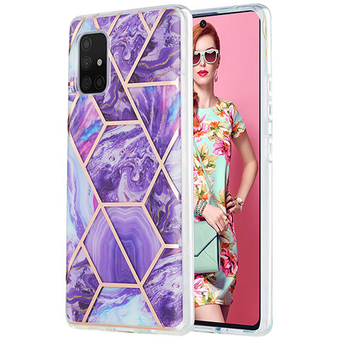 Coque Silicone Motif Fantaisie Souple Couleur Unie Etui Housse Y01B pour Samsung Galaxy A71 4G A715 Violet