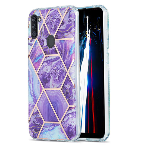 Coque Silicone Motif Fantaisie Souple Couleur Unie Etui Housse Y01B pour Samsung Galaxy M11 Violet