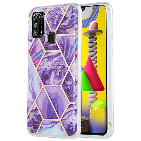 Coque Silicone Motif Fantaisie Souple Couleur Unie Etui Housse Y01B pour Samsung Galaxy M21s Violet