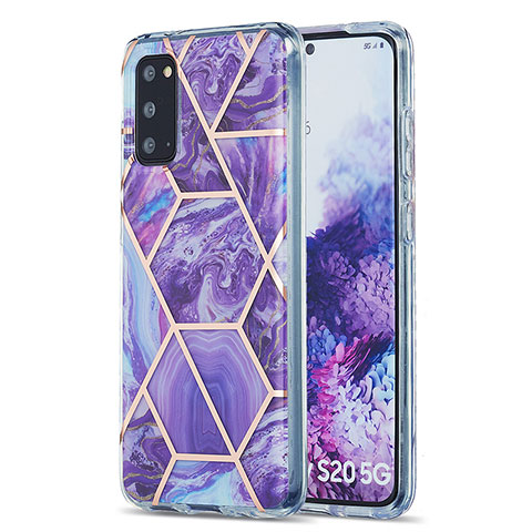 Coque Silicone Motif Fantaisie Souple Couleur Unie Etui Housse Y01B pour Samsung Galaxy S20 5G Violet