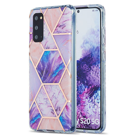 Coque Silicone Motif Fantaisie Souple Couleur Unie Etui Housse Y01B pour Samsung Galaxy S20 5G Violet Clair