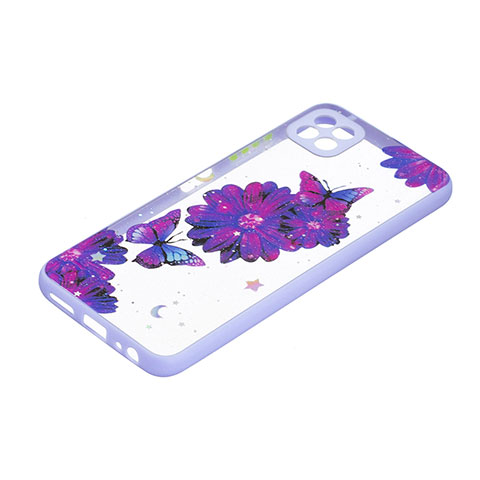 Coque Silicone Motif Fantaisie Souple Couleur Unie Etui Housse Y01X pour Samsung Galaxy A22 5G Violet