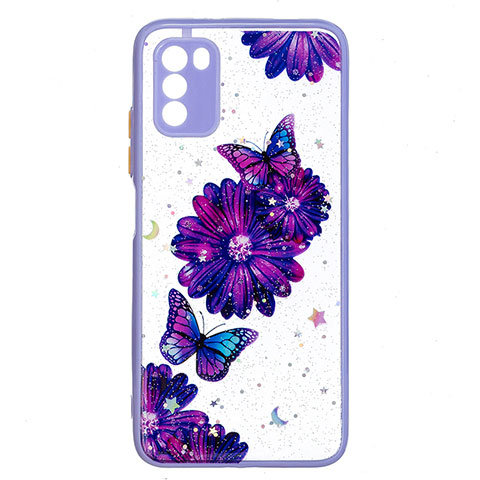 Coque Silicone Motif Fantaisie Souple Couleur Unie Etui Housse Y01X pour Xiaomi Poco M3 Violet