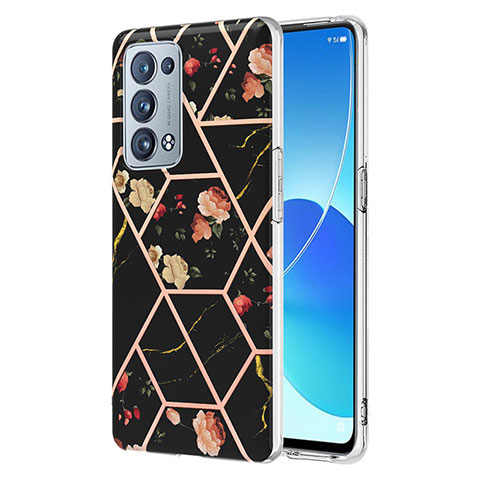 Coque Silicone Motif Fantaisie Souple Couleur Unie Etui Housse Y02B pour Oppo Reno6 Pro 5G Noir