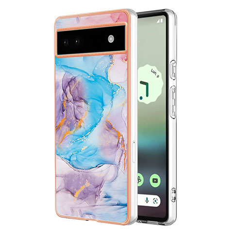 Coque Silicone Motif Fantaisie Souple Couleur Unie Etui Housse Y03B pour Google Pixel 6a 5G Bleu