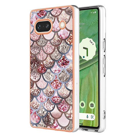 Coque Silicone Motif Fantaisie Souple Couleur Unie Etui Housse Y03B pour Google Pixel 7a 5G Marron