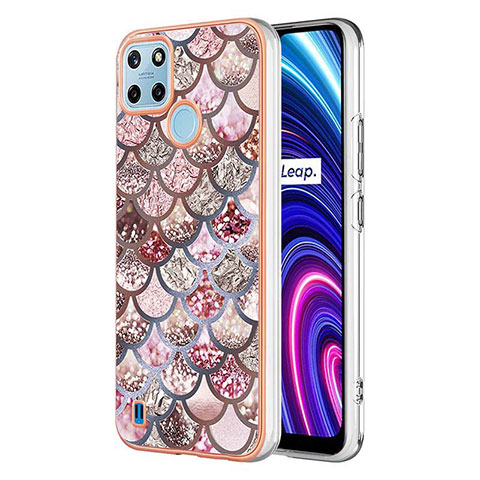 Coque Silicone Motif Fantaisie Souple Couleur Unie Etui Housse Y03B pour Realme C21Y Marron