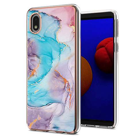 Coque Silicone Motif Fantaisie Souple Couleur Unie Etui Housse Y03B pour Samsung Galaxy A01 Core Bleu