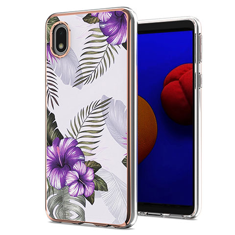 Coque Silicone Motif Fantaisie Souple Couleur Unie Etui Housse Y03B pour Samsung Galaxy A01 Core Violet