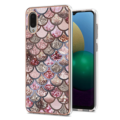 Coque Silicone Motif Fantaisie Souple Couleur Unie Etui Housse Y03B pour Samsung Galaxy A02 Marron