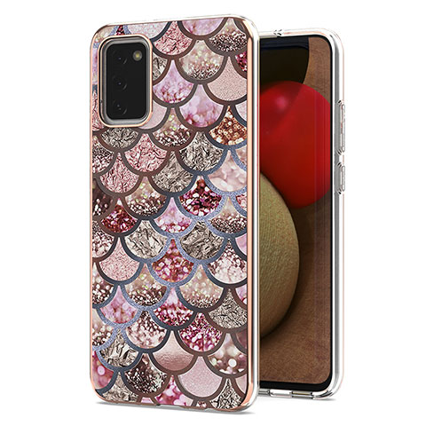 Coque Silicone Motif Fantaisie Souple Couleur Unie Etui Housse Y03B pour Samsung Galaxy A03s Marron