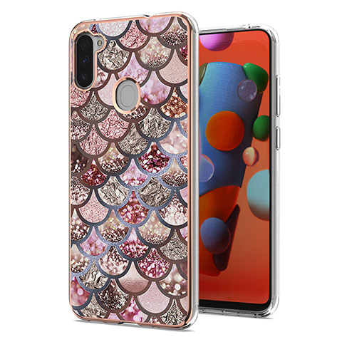 Coque Silicone Motif Fantaisie Souple Couleur Unie Etui Housse Y03B pour Samsung Galaxy A11 Marron