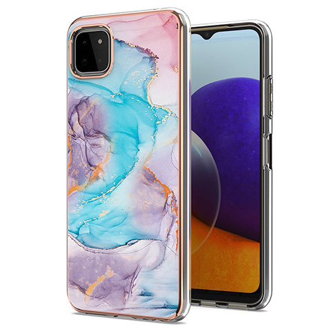 Coque Silicone Motif Fantaisie Souple Couleur Unie Etui Housse Y03B pour Samsung Galaxy A22 5G Bleu