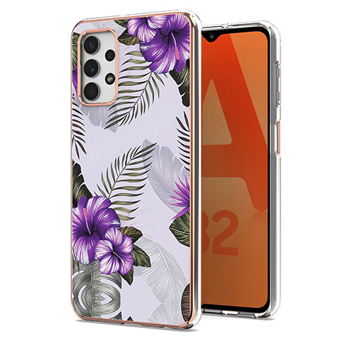 Coque Silicone Motif Fantaisie Souple Couleur Unie Etui Housse Y03B pour Samsung Galaxy A32 4G Violet