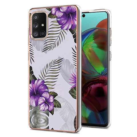 Coque Silicone Motif Fantaisie Souple Couleur Unie Etui Housse Y03B pour Samsung Galaxy A71 5G Violet