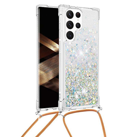 Coque Silicone Motif Fantaisie Souple Couleur Unie Etui Housse Y03B pour Samsung Galaxy S24 Ultra 5G Argent