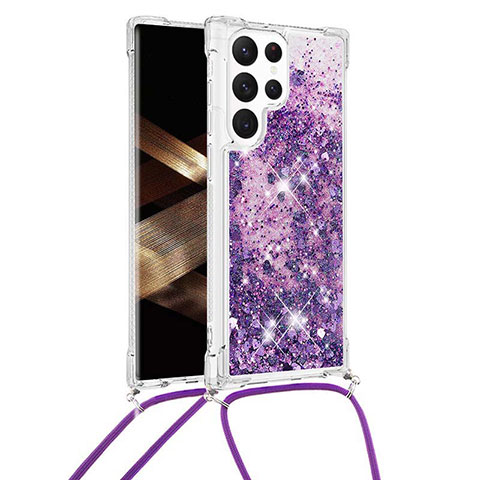 Coque Silicone Motif Fantaisie Souple Couleur Unie Etui Housse Y03B pour Samsung Galaxy S24 Ultra 5G Violet