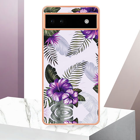 Coque Silicone Motif Fantaisie Souple Couleur Unie Etui Housse Y04B pour Google Pixel 6a 5G Violet