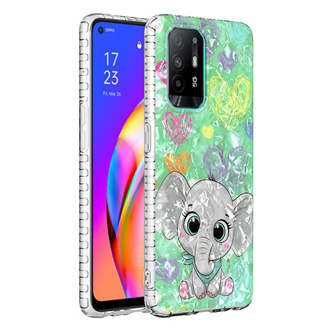 Coque Silicone Motif Fantaisie Souple Couleur Unie Etui Housse Y04B pour Oppo Reno5 Lite Vert