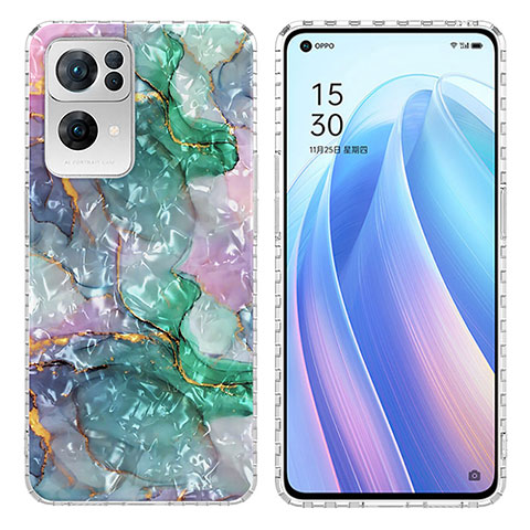 Coque Silicone Motif Fantaisie Souple Couleur Unie Etui Housse Y04B pour Oppo Reno7 Pro 5G Vert Nuit