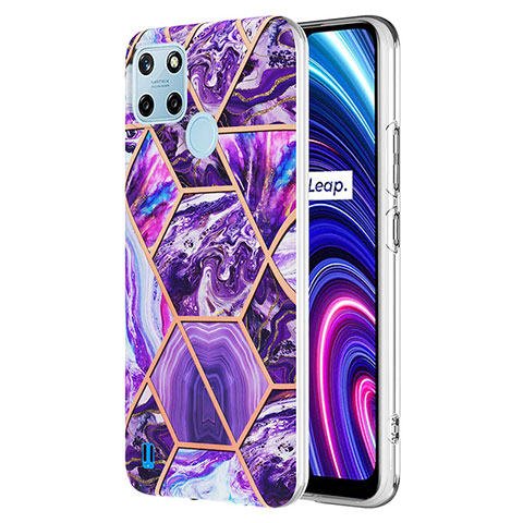 Coque Silicone Motif Fantaisie Souple Couleur Unie Etui Housse Y04B pour Realme C21Y Violet