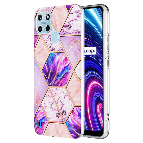 Coque Silicone Motif Fantaisie Souple Couleur Unie Etui Housse Y04B pour Realme C21Y Violet Clair