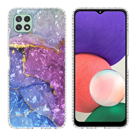 Coque Silicone Motif Fantaisie Souple Couleur Unie Etui Housse Y04B pour Samsung Galaxy A22 5G Violet