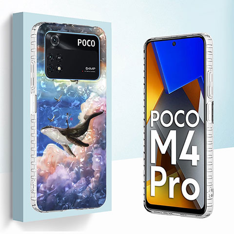 Coque Silicone Motif Fantaisie Souple Couleur Unie Etui Housse Y04B pour Xiaomi Poco M4 Pro 4G Bleu