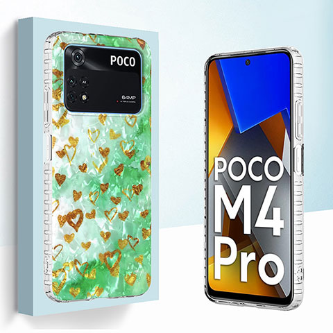 Coque Silicone Motif Fantaisie Souple Couleur Unie Etui Housse Y04B pour Xiaomi Poco M4 Pro 4G Pastel Vert