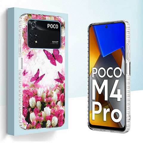 Coque Silicone Motif Fantaisie Souple Couleur Unie Etui Housse Y04B pour Xiaomi Poco M4 Pro 4G Rouge