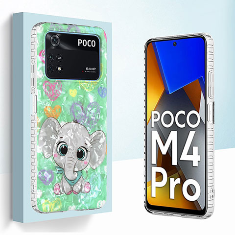 Coque Silicone Motif Fantaisie Souple Couleur Unie Etui Housse Y04B pour Xiaomi Poco M4 Pro 4G Vert