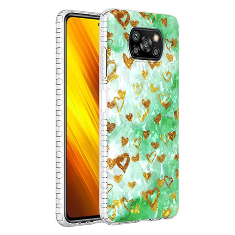 Coque Silicone Motif Fantaisie Souple Couleur Unie Etui Housse Y04B pour Xiaomi Poco X3 NFC Vert