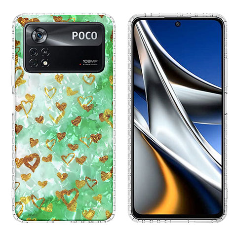 Coque Silicone Motif Fantaisie Souple Couleur Unie Etui Housse Y04B pour Xiaomi Poco X4 Pro 5G Vert